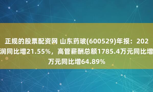 正规的股票配资网 山东药玻(600529)年报：2024年净利润同比增21.55%，高管薪酬总额1785.4万元同比增64.89%