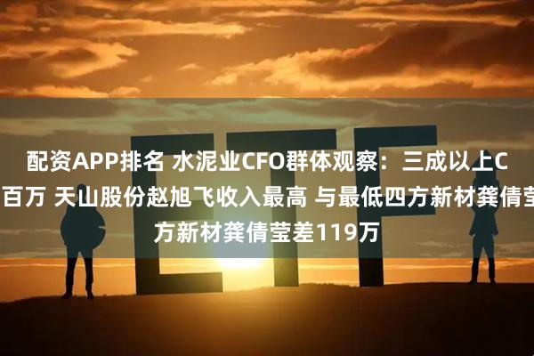 配资APP排名 水泥业CFO群体观察：三成以上CFO年薪超百万 天山股份赵旭飞收入最高 与最低四方新材龚倩莹差119万